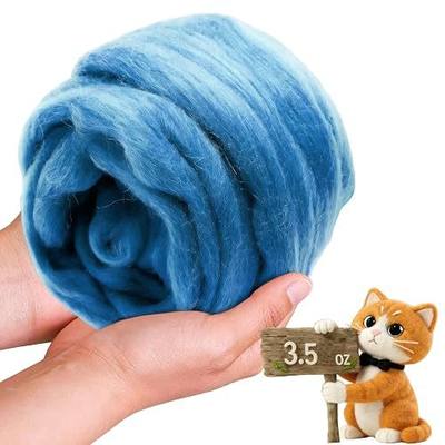 Wool Roving-3.5oz Needle Felting Wool, Soft Multi-Color Wool Fiber, Perfect Felting Wool Pure Wool, Chunky Yarn, for DIY Crafts, NeedleFelting Projects,and Artwork (Blue)