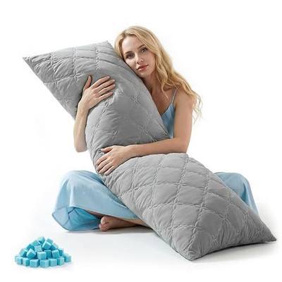 BEDELITE Cooling Body Pillow, Memory Foam Filled, Light Grey, 20x54 Inches | Soft & Cool-Touch Quilted Nylon-Spandex Cover, Adjustable Fill, Perfect for Side Sleepers, Hot Sleepers, Pregnancy, Back Pain