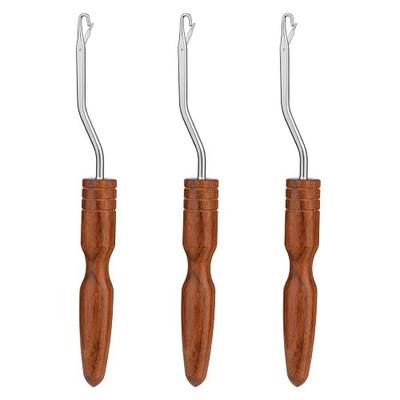Giwrmu 3 Pcs Latch Hook Tools, Large Bent Latch Hooks Kits (Type 3) | Hair Crochet Hooks, Large Latch Hook Crochet Needle for Hair Extension, Micro Braids and Carpet Craft