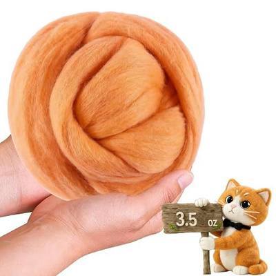 Wool Roving-3.5oz Needle Felting Wool, Soft Multi-Color Wool Fiber, Perfect Felting Wool Pure Wool, Chunky Yarn, for DIY Crafts, NeedleFelting Projects,and Artwork (Sun Orange)