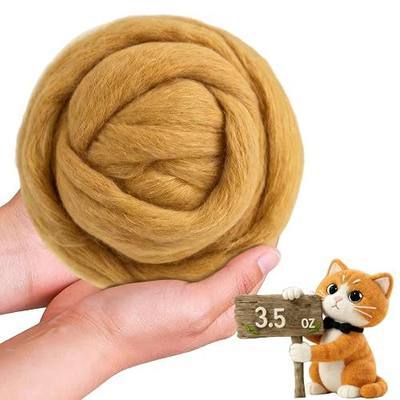 Wool Roving-3.5oz Needle Felting Wool, Soft Multi-Color Wool Fiber, Perfect Felting Wool Pure Wool, Chunky Yarn, for DIY Crafts, NeedleFelting Projects,and Artwork (Dark Golden)