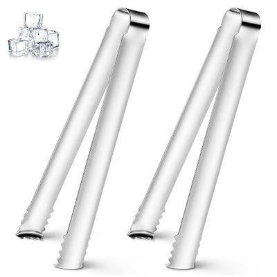 2PCS Ice Tongs with Teeth, Stainless Steel Cocktail Tongs, Ice Bucket Tongs | Serving Tongs for Sugar Ice Cubes, Olives, Garnishes, Appetizers, Party | Dishwasher Safe