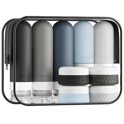 Quatish 15 Pack Travel Bottles for Toiletries, Original Patented, TSA Approved Travel Size Containers, Leak Proof Silicone Shampoo and Conditioner Bottles Women & Men, Airplane Essentials, Black