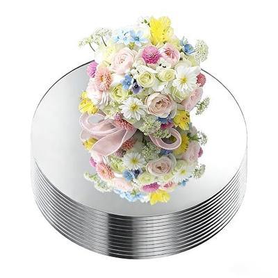 12 Pcs 10 Inch Mirror Centerpieces Charger Plates Decorative Trays Thickness 1.5 mm (Silver)