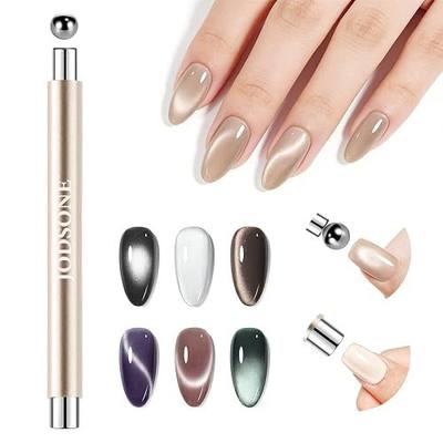 JODSONE 3-in-1 Cat-Eye Magnet Nail Art Tool,Cylindrical & Ball Magnet Pens,Flexible Multi-Effect Magnet for Cat Eye Gel Polish DIY Home Salon(Magnet Only, No Gel Included)