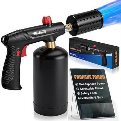 ARTFLAMM Propane Torch with Safety Lock, Powerful Cooking Blow Torch Gun for Grill, BBQ, Sous Vide & Charcoal– Adjustable Flame Cooling Vents Design (Tank Not Included)
