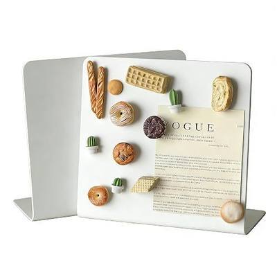 2 Pack Desk Magnetic Bulletin Board Metal Tabletop Memo Souvenir/Photos Display Board Magnet Display Stand for Home School Kitchen Office (2, White, M)