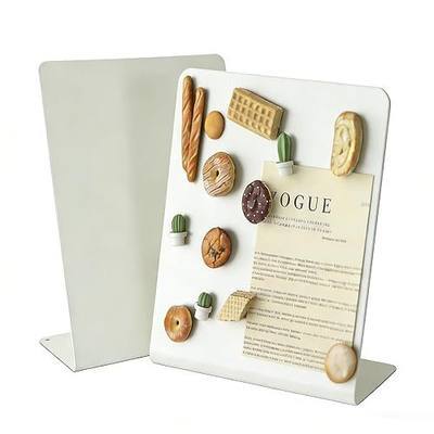 2 Pack Desk Magnetic Bulletin Board Metal Tabletop Memo Souvenir/Photos Display Board Magnet Display Stand for Home School Kitchen Office (2, White, S)