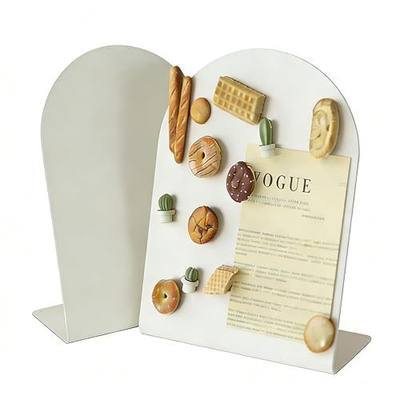 2 Pack Desk Magnetic Bulletin Board Metal Tabletop Memo Souvenir/Photos Display Board Magnet Display Stand for Home School Kitchen Office (2, White, ARC)