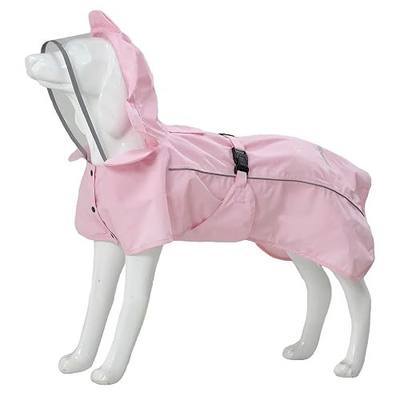 MAMORE Dog Raincoat Waterproof Dog Rain Jacket with Cute Hood for Small Medium Large Dogs Puppy Poncho Reflective Adjustable (Pink, Medium)