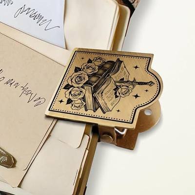 ANATTASOUL Gothic Rose Book Travel Journal Clip for DIY Use | Vintage Journal Clips to Hold Journal Open Decorative Heavy Duty Notebook Clip for Notebook, Photo, Office Kitchen Home