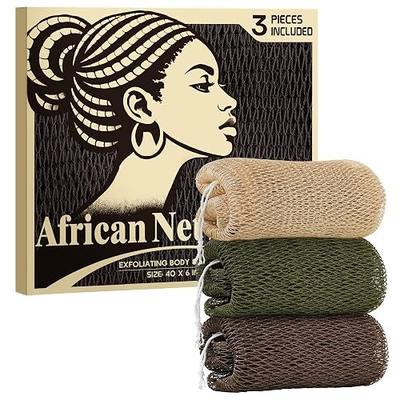 African Net Sponge Authentic - African Exfoliating Net Sponge 3 Pieces - Body Scrubber Exfoliator Wash Cloth - Back Scrubber for Shower - Bath Sponges Shower Loofah Essentials for Women