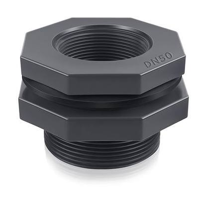 Boltigen 2 Inch PVC Bulkhead Fitting, Heavy-Duty NPT Threaded Water Tank Connector, Plumbing Pipe Fitting for Rain Barrels, Aquariums, Tubs & Swimming Pools