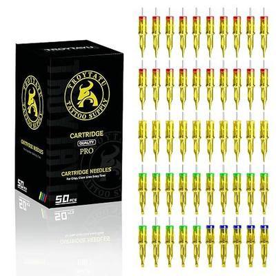 50PCS Disposable Tattoo Cartridge Needles, Assorted Mixed Size #12 Round Liner Shader Magnum - 3RL 5RL 7RL 9RL 7RS 9RS 7RM 9RM 17RM 21M1 with Membrane, Professional for Artists & Beginners