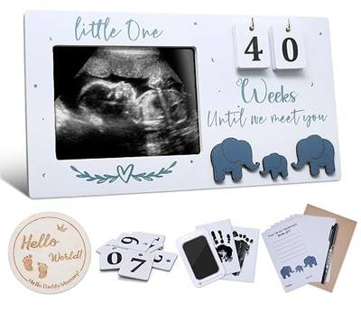 Sonogram Picture Frame with Countdown Weeks - 4''x3'' Ultrasound Photo Frame Pregnancy Announcement for Expecting Parents/Grandparents Reveal, Mother's Day and Mom to be Gifts for 1st Time Mom