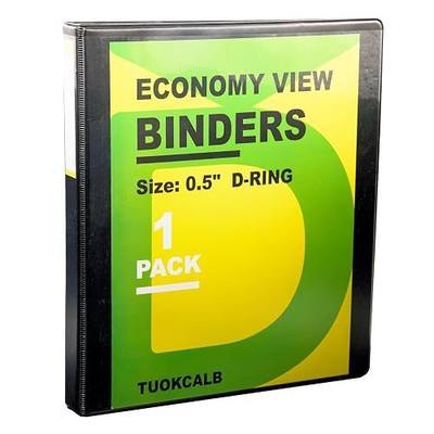 Black D-Ring 3-Ring Binders, 0.5 Inch 1 Pack, 3.4mm Thick Cover, Writable Spine on The Side, Hold 150 Sheets of 8.5" x 11" Paper.