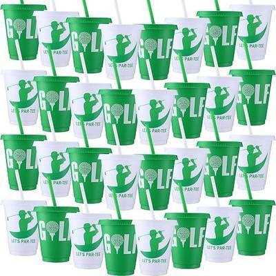 Sieral 30 Pcs Golf Cups with Straws and Lids, 16 oz Reusable Plastic Tumblers Golf Ball Party Cups Iced Coffee Travel Mug for Theme Party Favors Birthday Decorations