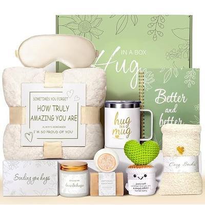 Get Well Soon - Self Care Package Gift Basket for Women & After Surgery, 11pc Sympathy Feel Better Gift Set with Flannel Blanket & 12oz Mug for Mom, Teacher, Wife, Sister, Friend (White)