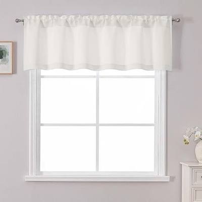 Chyhomenyc Cream Valance for Window, Light Filtering Small Kitchen Curtain for Bedroom/Living Room, Rod Pocket Privacy Short Window Treatment Valance RV Bunk Panels, 60" Wx14 L