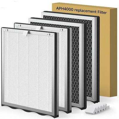 4 Packs Upgraded APH4000 Replacement Filter Compatible with KNKA APH4000 Air Purifier, 2-in-1 Main Filter and Activated Carbon Filters with Extra 6 Aroma Pads