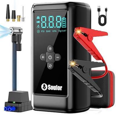 Jump Starter with Air Compressor car Jumper Starter Portable | 7000A Car Battery Jump Starter with 160PSI Portable Tire Inflator, LED Light, Case (All Gas/14L Diesel)