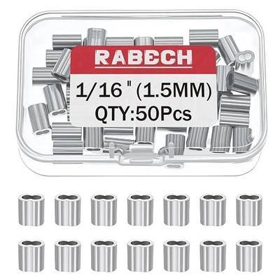 1/16 Inch Aluminum Crimping Loop Sleeve 1/16" 1.5MM Cable Ferrules Crimp Loops Sleeves for Wire Rope (Pack of 50Pcs)