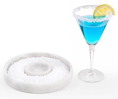 Marble Margarita Salt Rimmer Set 6 Inch Handmade White Sugar Rimmer for Cocktails Glasses - Bar Rimmer Tray for Salt Rim, Cocktail Rimmers for Drinks & Bartendor Tools