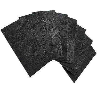 AULIGET 3" x 6" Peel and Stick Backsplash Wall Tiles, PVC Faux Stone Stick on Tiles for Backsplash Kitchen (4, Black Slate)
