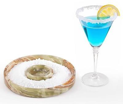 Marble Margarita Salt Rimmer Set 6 Inch Handmade Green Salt and Sugar Rimmers for Drinks - Stone Rim Tray for Cocktails & Margarita Glasses, Bartendor Accessories for Home & Outdoor Bar