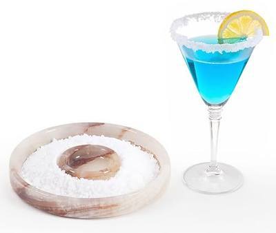 Marble Margarita Salt Rimmer Set 6 Inch Handmade Cream Onyx Sugar Rimmer for Cocktails - Salt Rim Tray for Margarita Glasses, Cocktail Rimmers for Drinks, Bartendor Tools for Home Bar