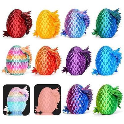 12PCS 3D Printed Dragon Eggs, Easter Basket Stuffers for Kids, Prefilled Easter Eggs with Dragon Fidget Toys, 3D Printed Animals Fidget Dinosaur Toys, Classroom Prizes Supplies for Boys Girls