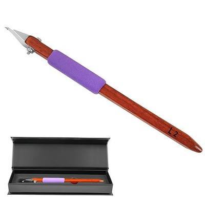 GtohHavea L2 Fine Detail Pottery Carving Tool, 304 Stainless Steel | Pear wood handle with comfort grip and gift box; for fine detail, sgraffito, Mishima, and ceramic line work