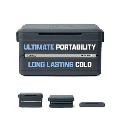 Coleman Snap 'N Go 35-Quart Collapsible Hard Cooler, Portable Hard-Sided Cooler with Waterproof Removable Liner, Spacing-Saving & Quick Set Up, 48 Hours Cold, Mussel Grey