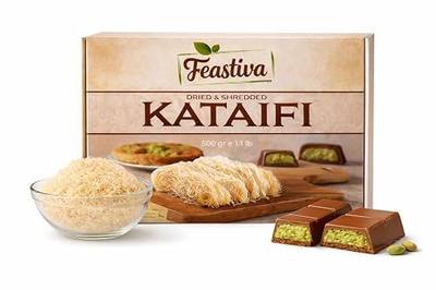 Feastiva Kataifi Shredded Fillo Dough 500 gr (17.6 oz) | Dried & Chopped Kadayif | Kurutulmus Katafi Phyllo Dough for Dubai Chocolate Filling, Kunafa, Knafeh | Dry Katifi Pastry 1.1 lb