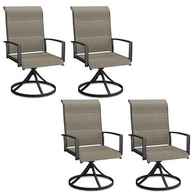 DIFY Swivel Patio Chairs Set of 4, All Weather Outdoor Dining Chairs High Back with Padded Textilene Mesh Fabric, Metal Frame for Garden Backyard Balcony, Brown