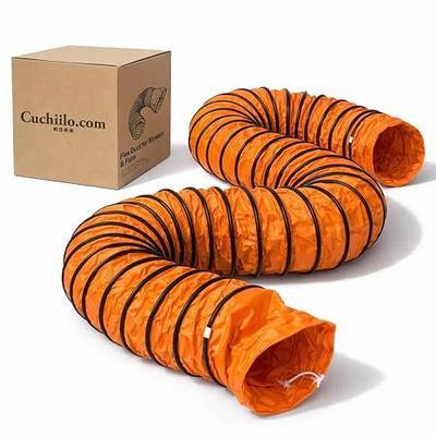 12 Inch PVC Flexible Duct Hose 25FT, Flame Retardant HVAC Ventilation Ducting for Utility Blower Fan, Heavy Duty Reinforced Vinyl Hose with D-Ring Hanging Strap & Adjustable Rope (12in x 25ft)