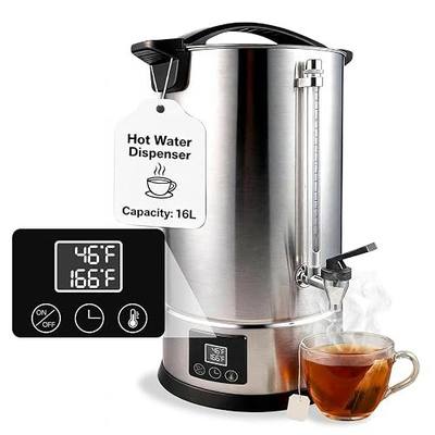 16L (70 Cups) Hot Water Dispenser Urn, Commercial Hot Water Boiler | 304 steel tank, digital temp control, keep-warm, boil-dry protection, for tea, coffee, formula, restaurant, hotel and events
