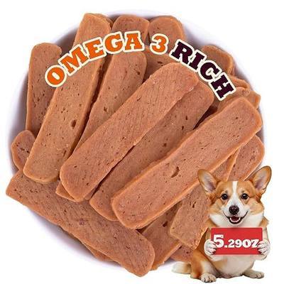 5.29oz Salmon Strips, Soft Dog Treats with Salmon & Chicken | Senior Dog Treats & Puppy Training Treats for All Dogs, Rich in Omega 3 Fish Oil for Dogs' Skin & Coat Health Support