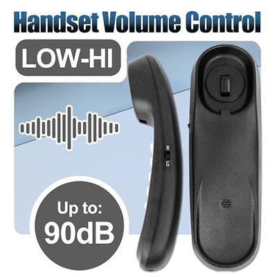 Uvital Corded Phones for Landline, Black Wall-Mount Telephones for Landline | Ringer Volume Control, Use for Home or Office, No Power Required, Emergency Telephone