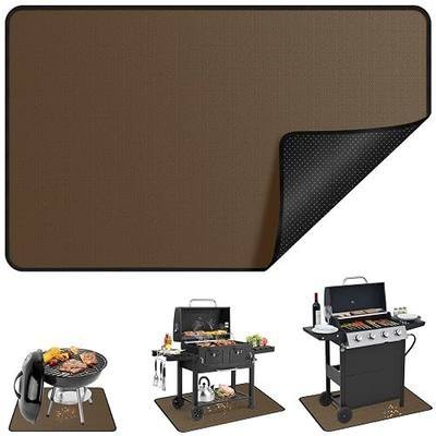 Under Grill Mat for Outdoor Grill, Anze 4-Layer Fireproof Deck Protector Double-Sided Fire-Resistant Patio Floor Matt Oilproof Waterproof BBQ Fireplace Pad 36 x 48 inch, Brown