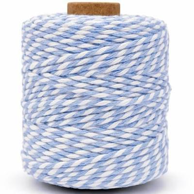 Blue and White Cotton Twine String, 164 Feet, 2mm Thick, for Crafts Gift Wrapping Baking Holiday Decor