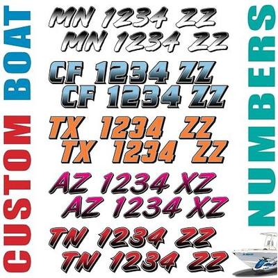 Custom Boat Registration Numbers/High Tac Grip Adhesive Vinyl Stickers | Set of 2 Decals. Apply to Kayaks, Jetskis, SeaDoo Spark or Switch, Plastic boats or any low adhesion surface.