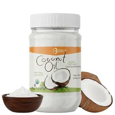 USDA Organic Extra Virgin Coconut Oil, Unrefined & Cold Pressed, Fresh Coconut Flavor, Non-GMO Cooking Oil, 14 Fl Oz