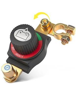 RED WOLF Top Post Battery Disconnect Switch 250A DC 12V-48V On/Off Shut Off Switch for 15mm-17mm Negative Terminal Battery Kill Switch, with Anti-Theft Removable Knob for Car RV Boat Truck ATV