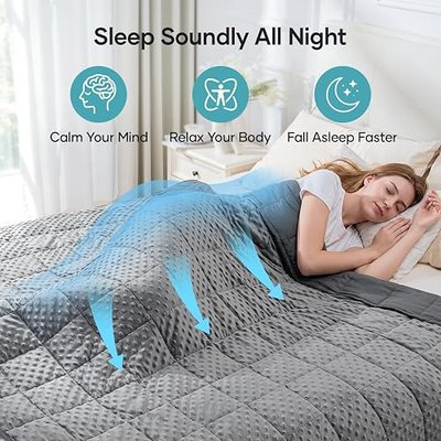 Cottonblue Weighted Blanket 20lbs for Adults Queen Size, Cooling Breathable Minky Dots Heavy Blanket for Deep Sleep and Relaxation, Washable All-Season Throw Blankets, 60 x 80in 20lbs, Grey