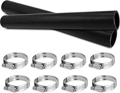 (2pcs) 2 1/2" ID Gasoline Fuel Filler Neck Hose with 8 Clamps - 15 7/8" Straight Gas Tank Hose Replacement (2.5" ID)