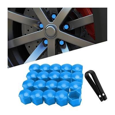 20PCS Car Lug Nut Covers, 21mm Hexagonal Dustproof Tyre Nut Rim Protection Cap with Removal Tool, Rust-Proof Automotive Wheel Bolt Lugnut Dust Cover, Universal for SUV Sedan Truck (Blue)