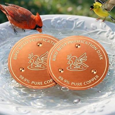 Factee 2PCS Bird Bath Copper Disk – 0.6mm Thick 99.9% Pure Copper Cleaning Disk, Helps Maintain Cleaner-Looking Water, All-Season Use for Outdoor Bird Baths, Bowls, Bird Bath Solar & Fountains