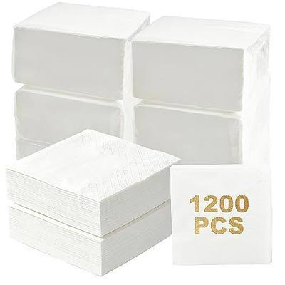 1200 Count Cocktail Napkins, 2-Ply White Beverage Napkins Disposable, 4.5 x 4.5 Inch Folded Paper Napkins Bulk for Wedding, Bar, Dinner, Dessert, Party and Everyday Use