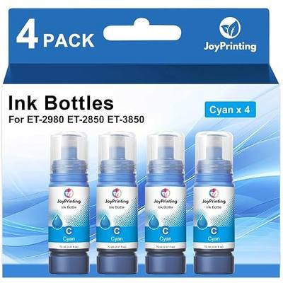 Cyan Ink Bottles Compatible with ET-2980 ET-2850 ET-3850 ET-3950 ET-4950 | ET-4850 ET-15000 ET-4760 ET-3760 ET-2760 ET-4750 ET-2750 (70ml, 4 x Cyan)